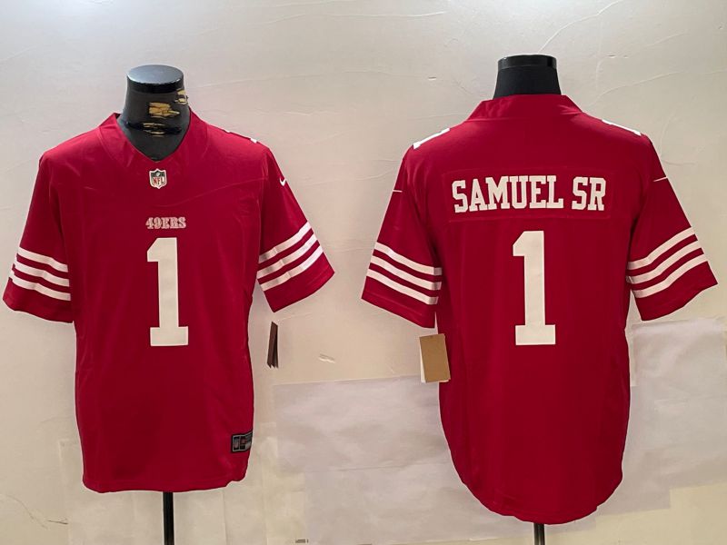 Men San Francisco 49ers #1 Samuel sr Red Three generations 2024 Nike Vapor Limited NFL Jersey style 1